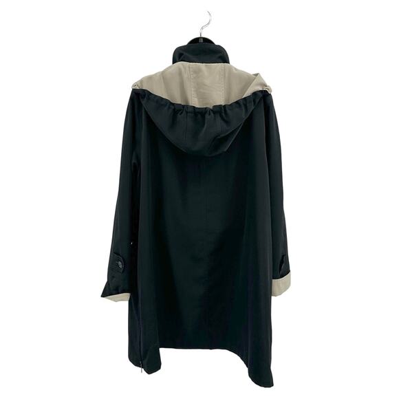 Gallery Woman Jacket WMNS 1X Black Long Sleeve Hooded Button Up Knee-Length Plus - Picture 4 of 7